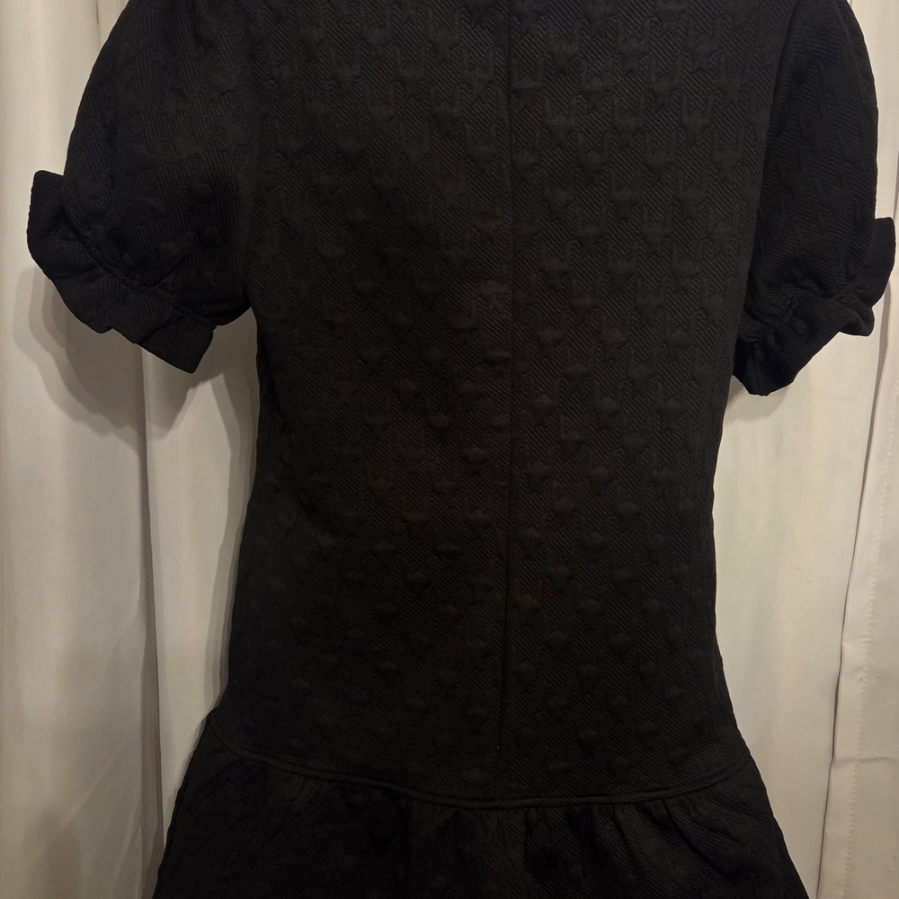 Elegant‎ Chic Wenrine Black Textured Short Sleeve Dress Mini Dress- Size Small - Picture 5 of 10